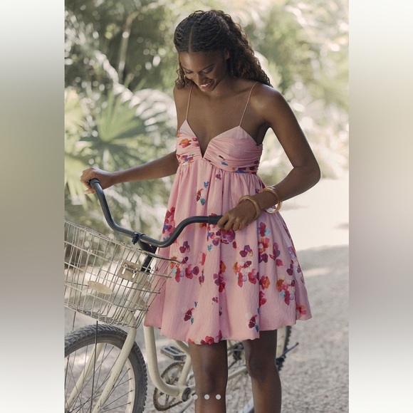 NWT AMUR Kimberly Linen Blend Bubble Mini Dress